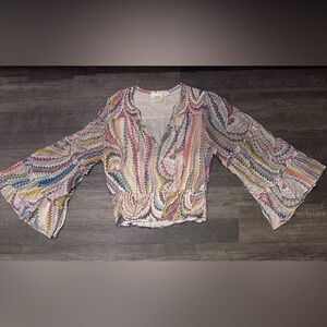 Anthropologie Multicolor Swirl Blouse